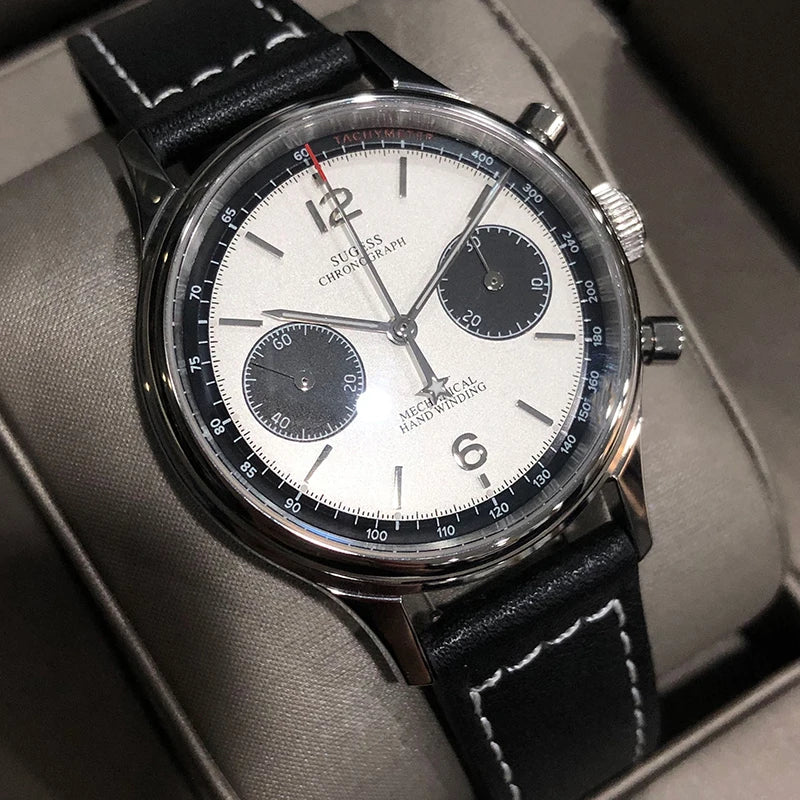 Sugess 1963 Mechanical Chronograph Watch – Sapphire Pilot Style for Men