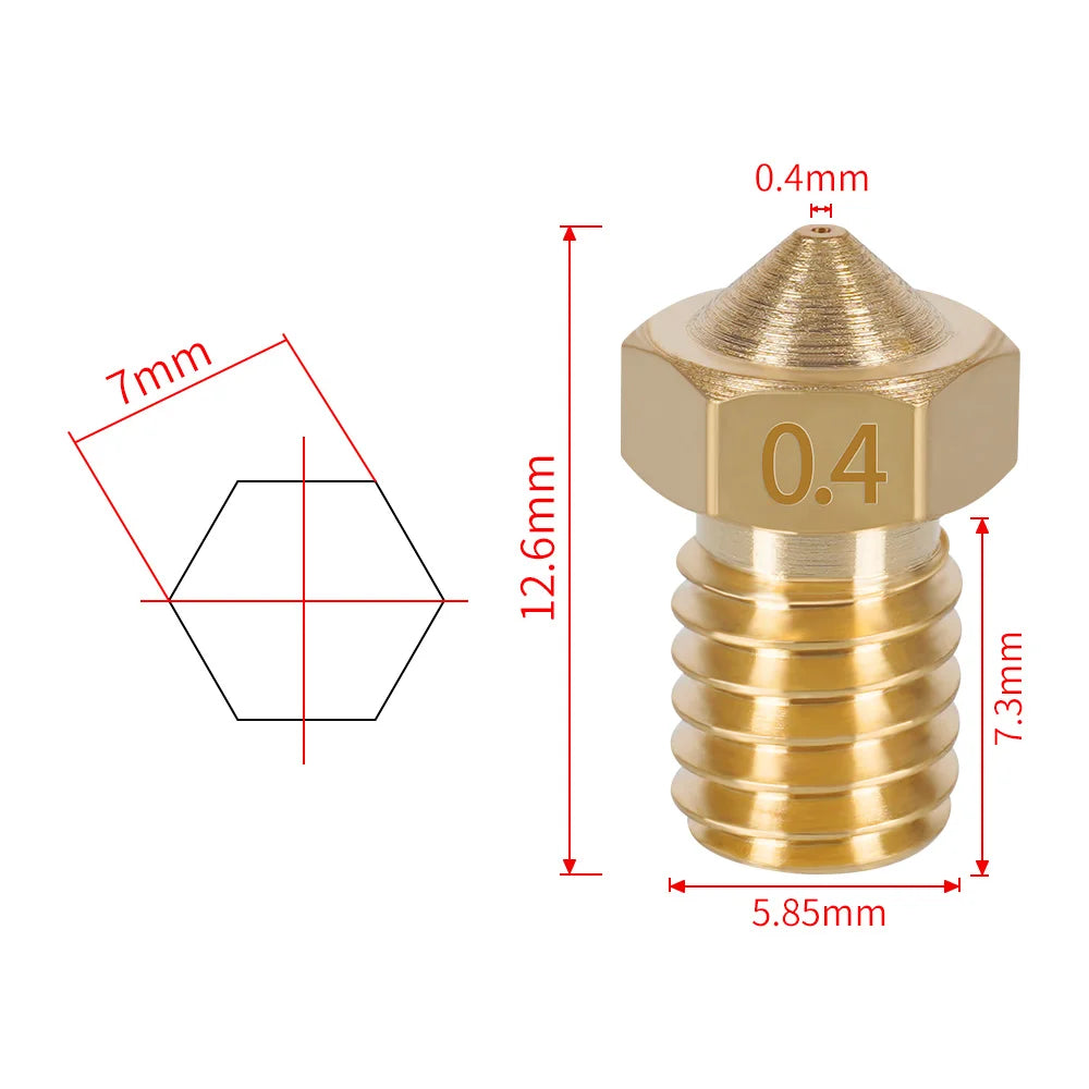 3D Printer Nozzle – Brass M6 Thread for 1.75mm and 3mm Filament