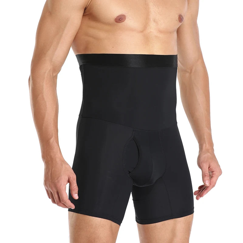 High Waist Compression Shorts – Tummy Control Body Shaper for Men