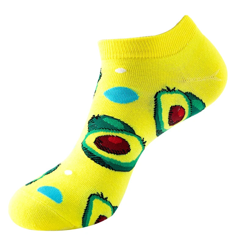 Avocado Cotton Boat Socks – Funny Fruit Pattern for Men and Women