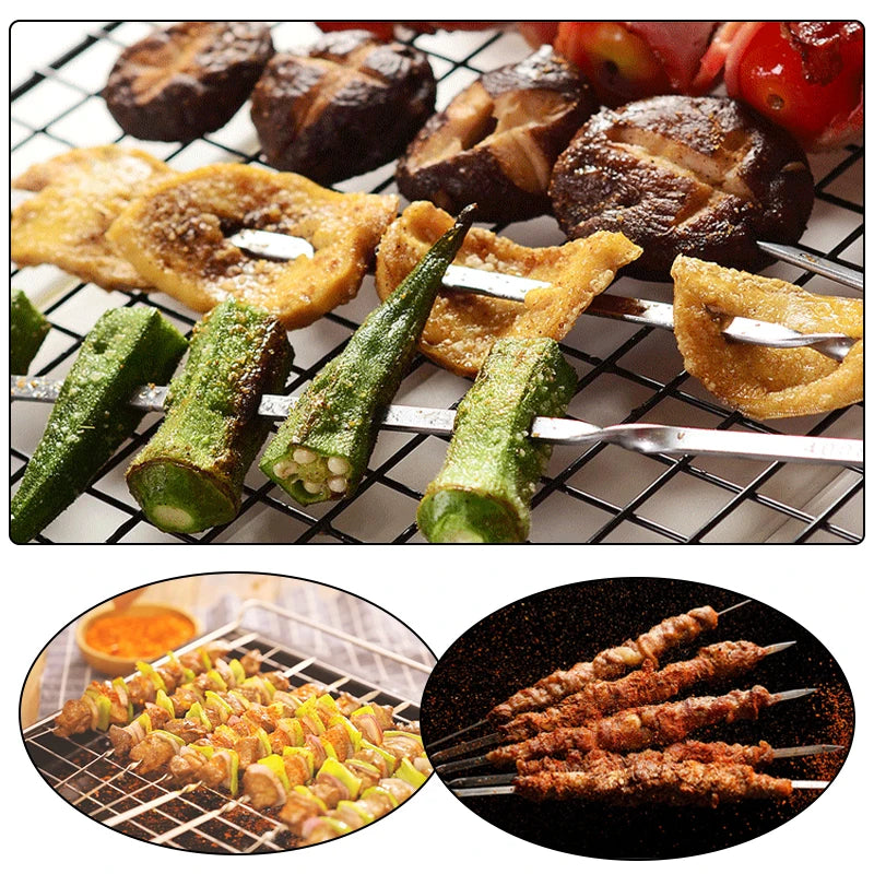 Stainless Steel Barbecue Skewers – Reusable Metal Kebabs for Outdoor Cooking