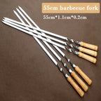 Stainless Steel BBQ Skewers – 55cm Long Handle Grill Sticks for Outdoor Cooking