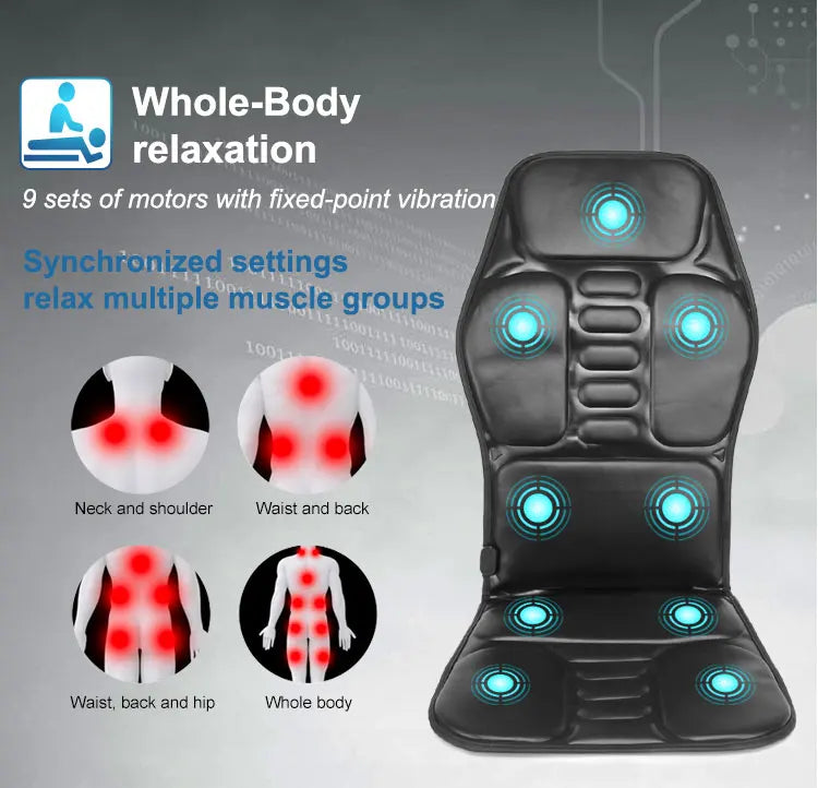 Electric Back Massage Cushion – Heating Vibrator for Home Office Pain Relief