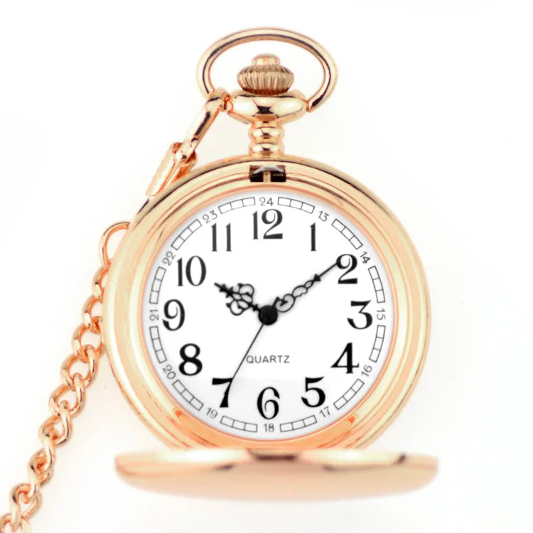 Vintage Roman Numeral Pocket Watch – 37cm Steel Fob Chain for Men and Women