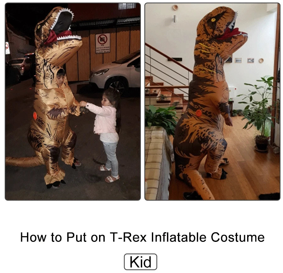 Inflatable T-Rex Costume – Dinosaur Mascot Suit for Kids and Adults