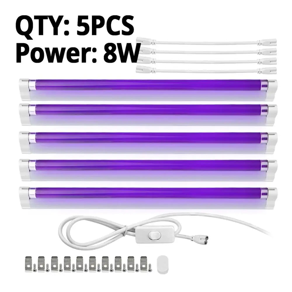 T5 UV Blacklight Tube – 8W 365nm Ultraviolet Lamp for Money Detection and Decor