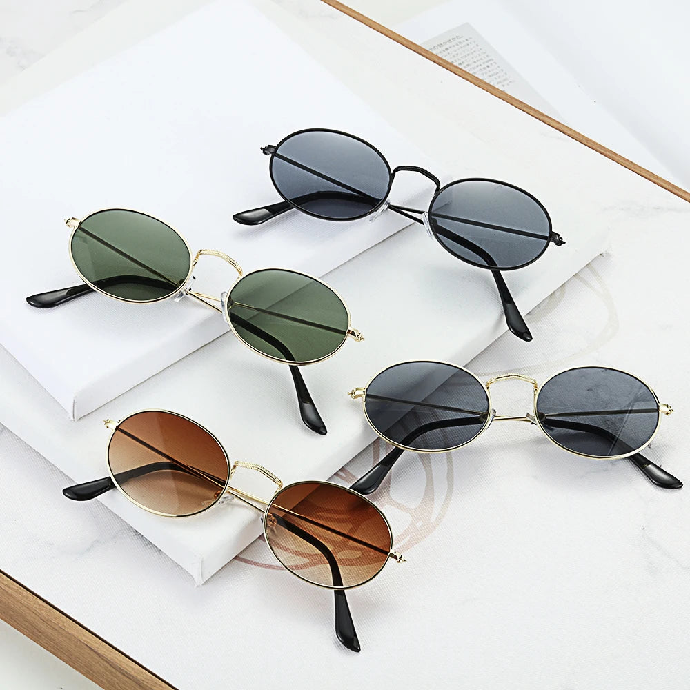 Retro Small Oval Sunglasses – UV400 Gradient Mirror Shades for Festival Wear