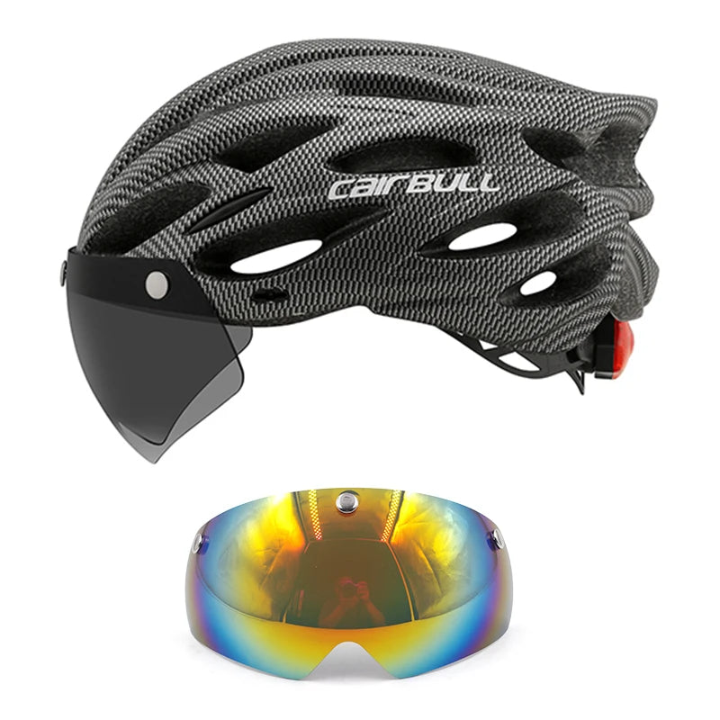 Adjustable Cycling Helmet – LED Light Visor for Road and Mountain Bike