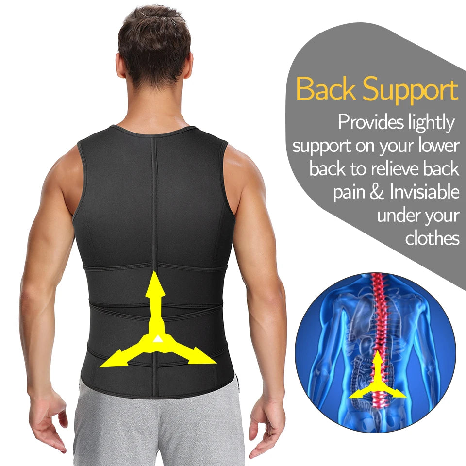 Men Sweat Sauna Vest – Neoprene Body Shaper for Gym Weight Loss