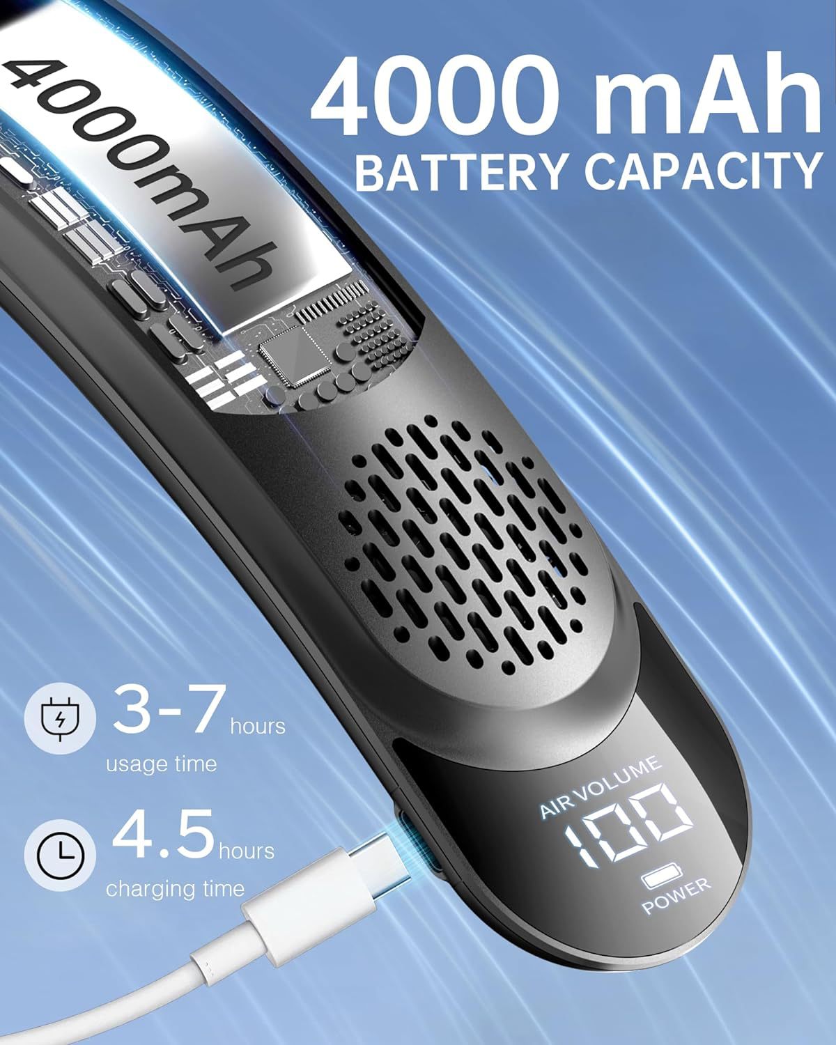 Portable Neck Fan – Rechargeable Turbine Design for Outdoor Summer Cooling