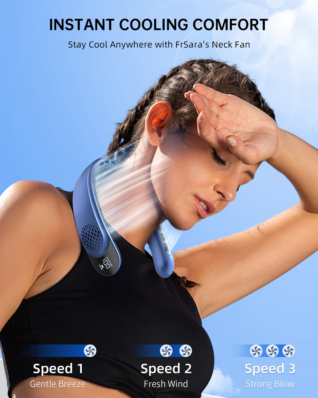 Portable Neck Fan – Rechargeable Turbine Design for Outdoor Summer Cooling
