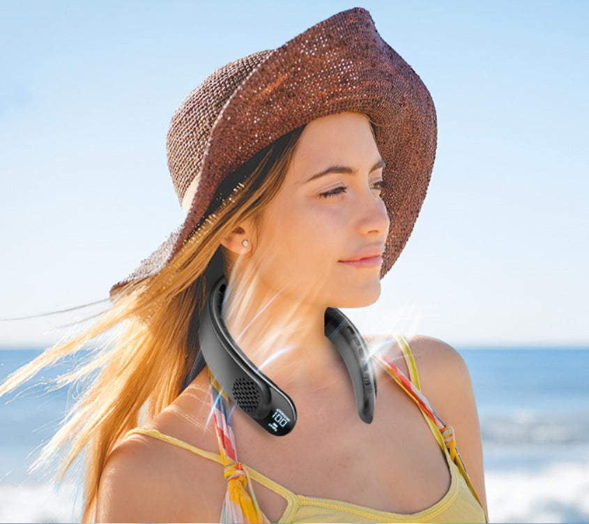 Portable Neck Fan – Rechargeable Turbine Design for Outdoor Summer Cooling