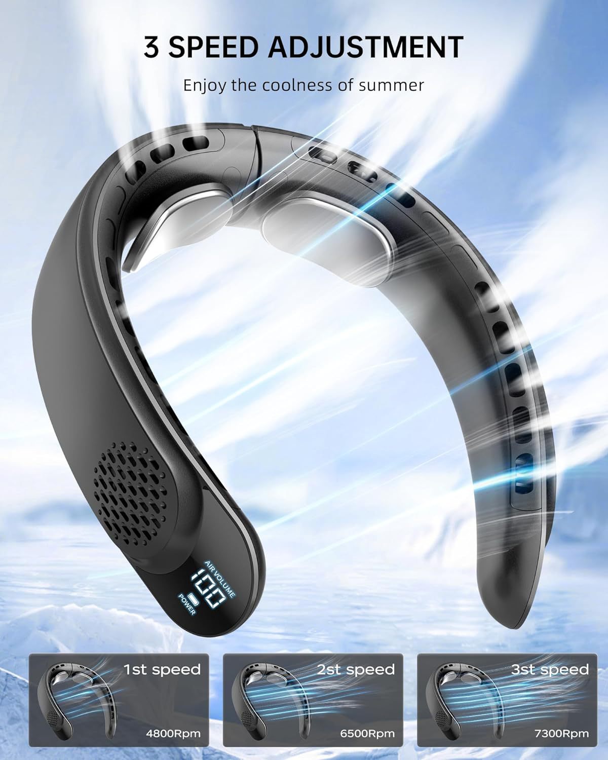 Portable Neck Fan – Rechargeable Turbine Design for Outdoor Summer Cooling