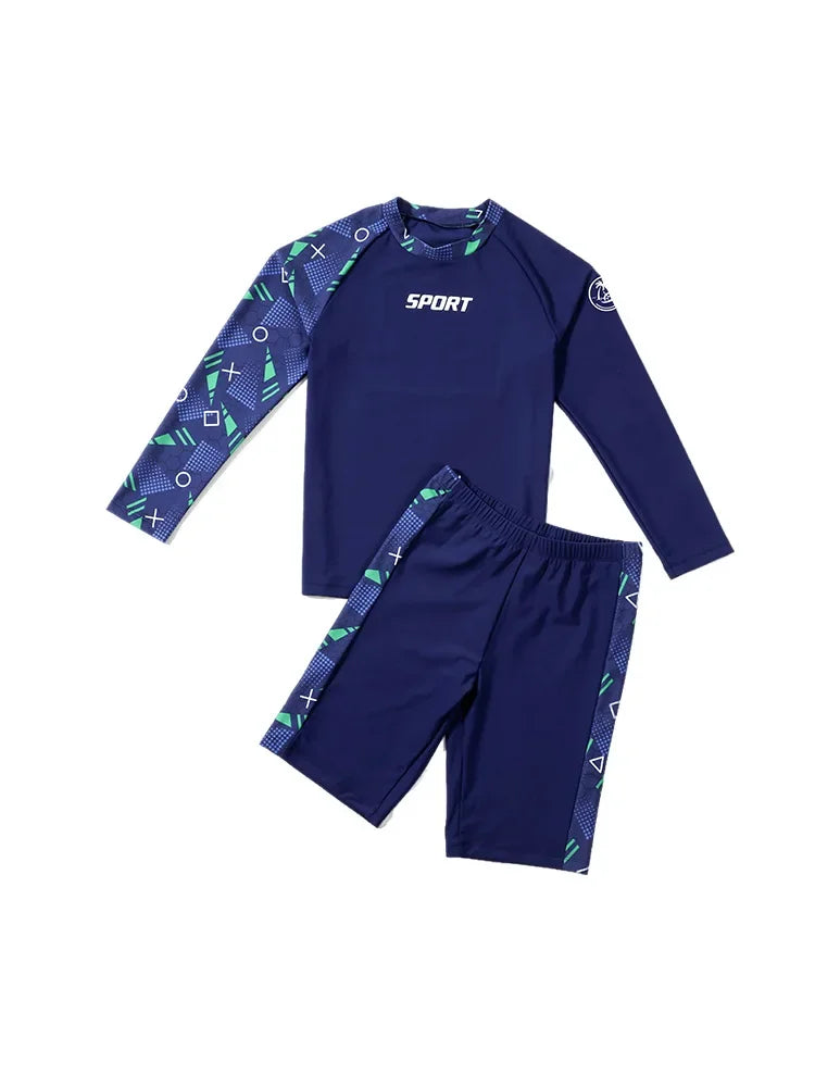 Boys Two-Piece Swimsuit – UV Protection Swimwear for Summer Swimming