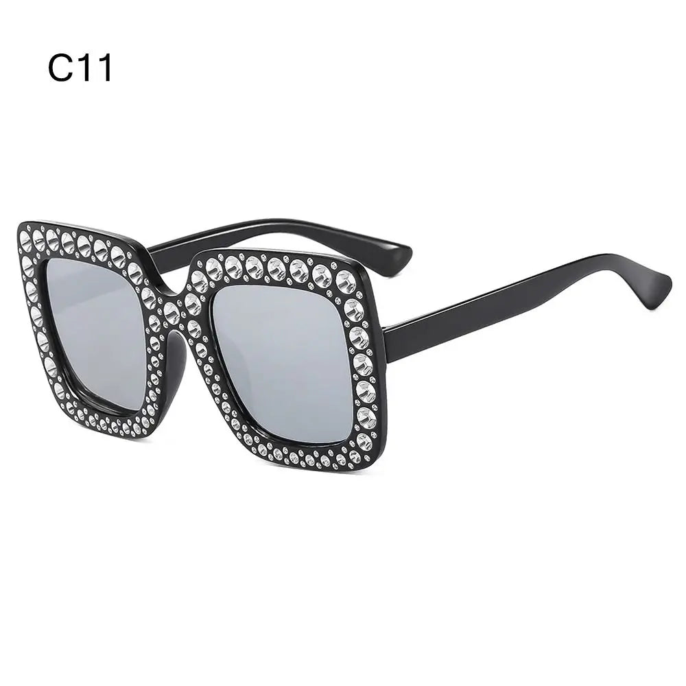 Rhinestone Square Sunglasses – UV400 Kids Eyewear for Outdoor Sun Protection
