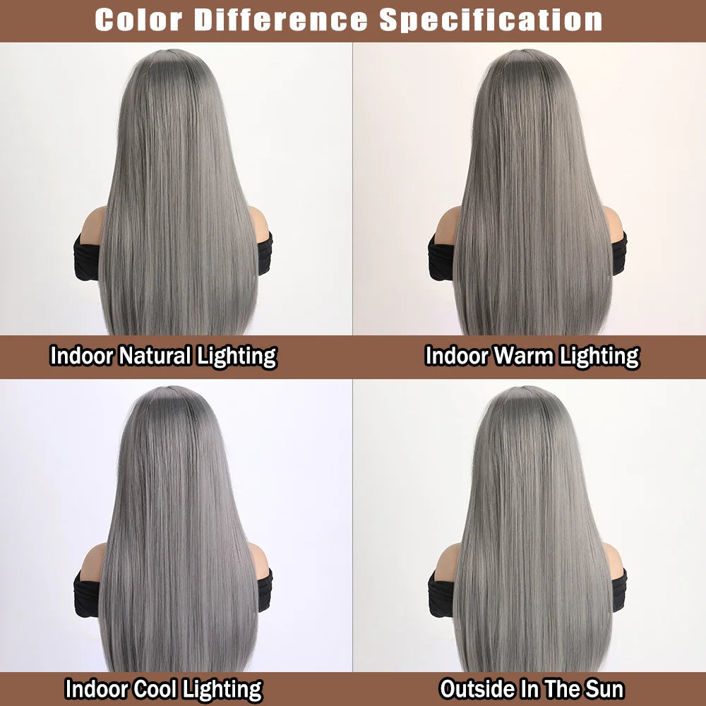 Long Straight Synthetic Wig – 26-Inch Colored Hair for Cosplay Halloween