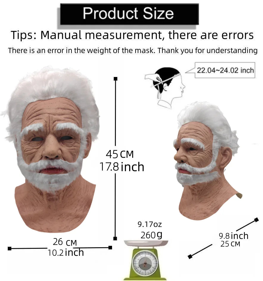 Realistic Bald Old Man Mask – Latex Creepy Cosplay Prop for Halloween