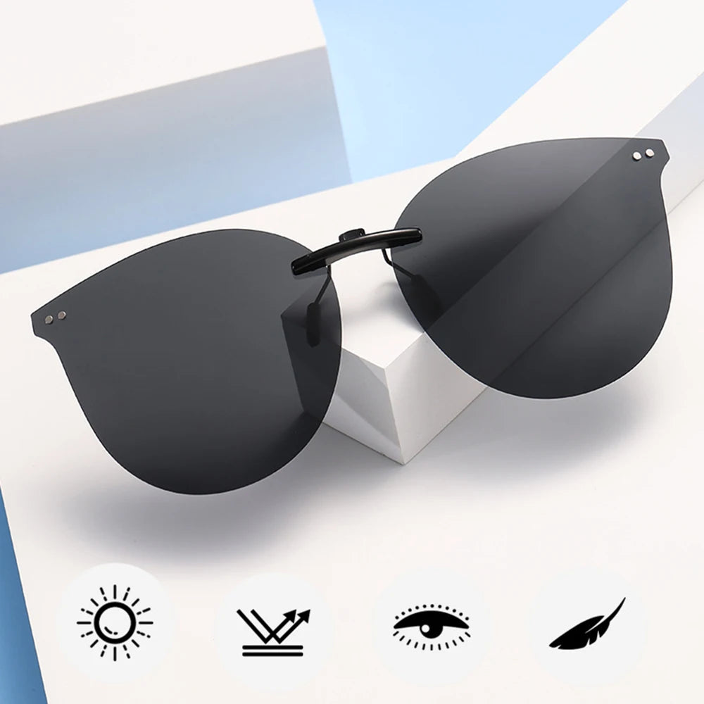 Polarized Flip-Up Square Sunglasses – Aluminum Clip-On for Myopia Glasses