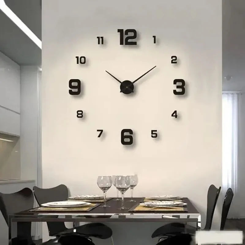 Frameless DIY Wall Clock – Modern Silent Decal for Home and Office Decor