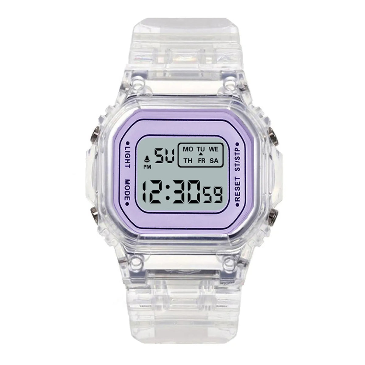 Transparent Digital Sport Wristwatch – Unisex Timepiece for Kids and Adults