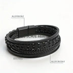 Multi-layered Leather Braided Bracelet – Vintage Magnetic Alloy for Men