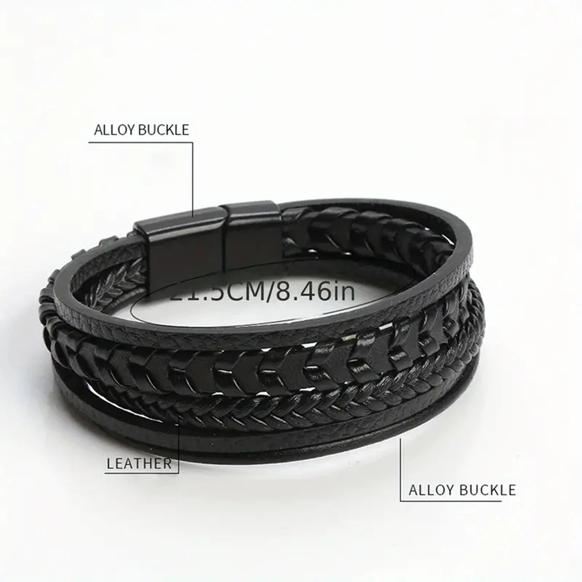 Multi-layered Leather Braided Bracelet – Vintage Magnetic Alloy for Men