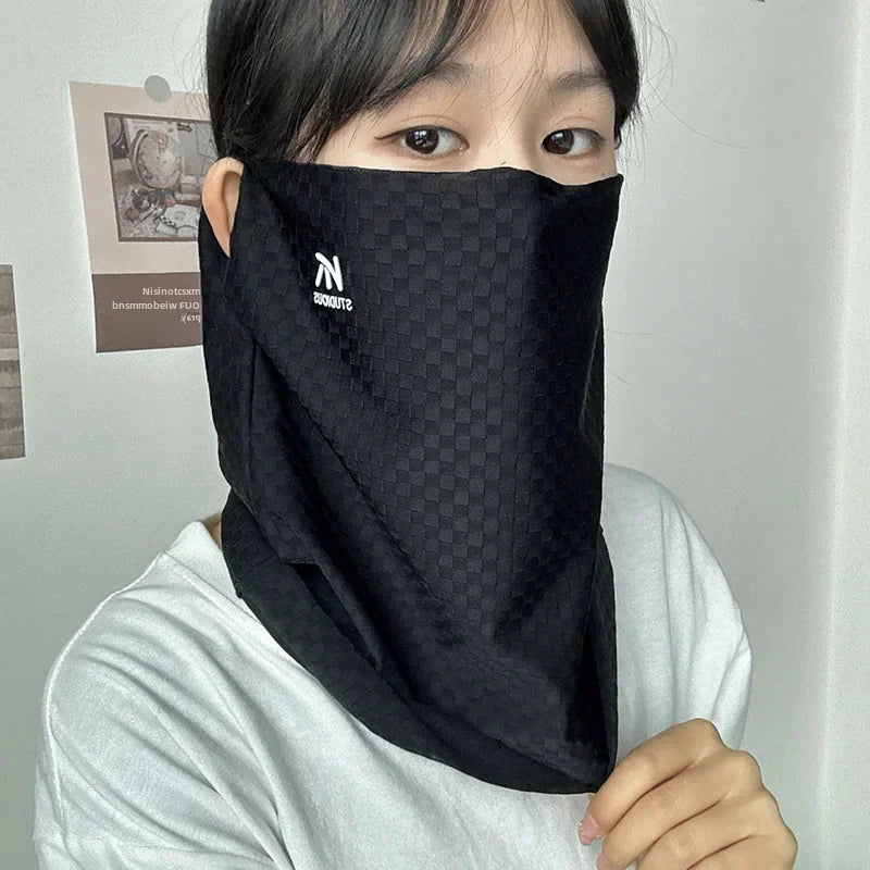 Ice Silk Sun Protection Scarf – Breathable Face Veil for Cycling and Travel