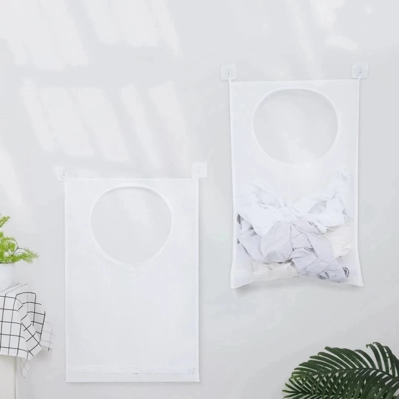 Foldable Mesh Laundry Basket – Wall Hanging Storage for Bathroom Organization