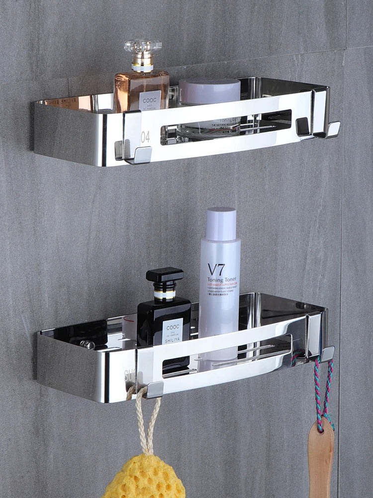 Stainless Steel Corner Shower Shelf – Wall Mounted Organizer for Bathroom Storage