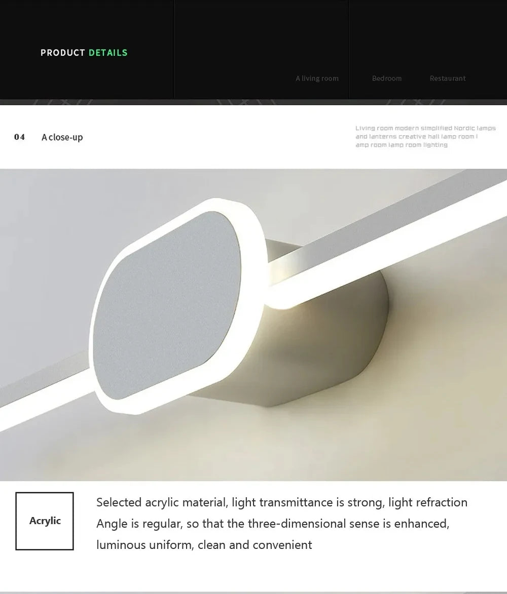LED Mirror Front Wall Sconce – 40-80cm Strip Light for Bathroom Decor