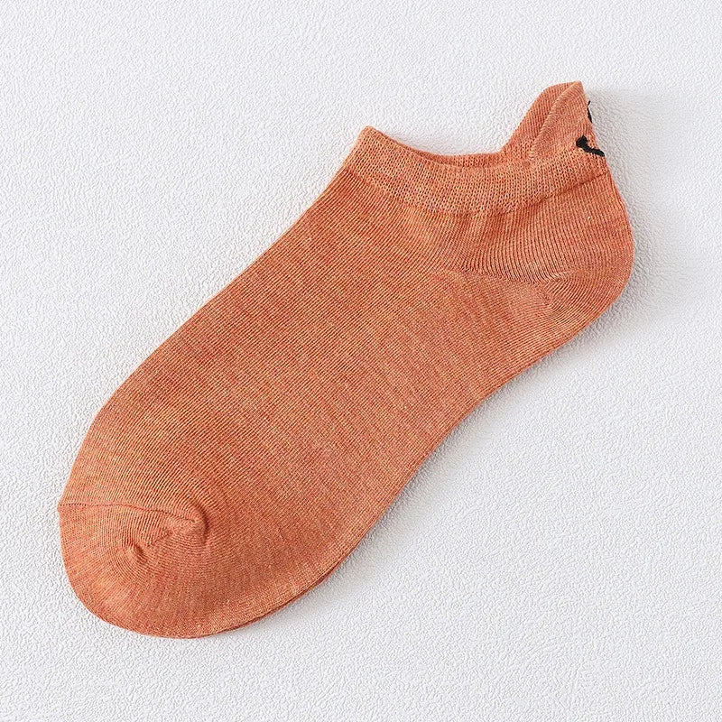 Embroidered Smiley Face Ankle Socks – Breathable Cotton for Casual Comfort