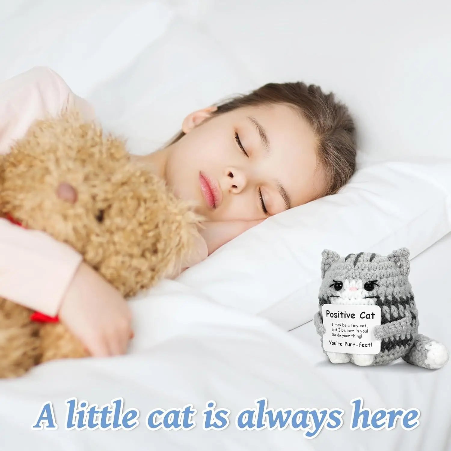 Handmade Crochet Cat Doll – Positive Energy Ornament for Christmas Gifts