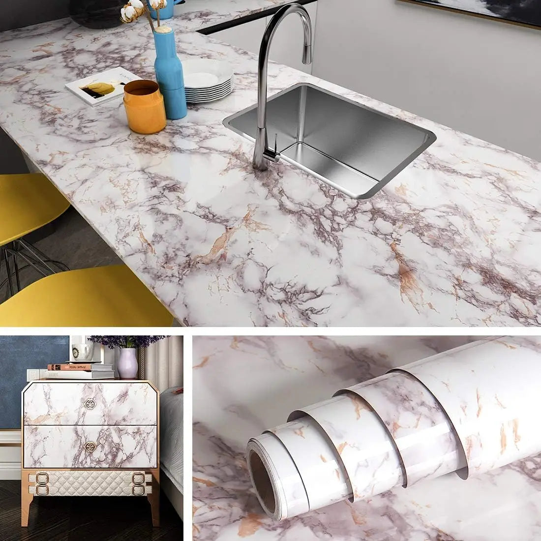 Self-Adhesive High Gloss PVC Wallpaper – Waterproof Film for Furniture Decor