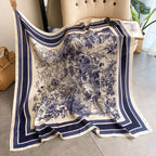 Floral Print Silk Square Scarf – Elegant Women Headwear and Accessory