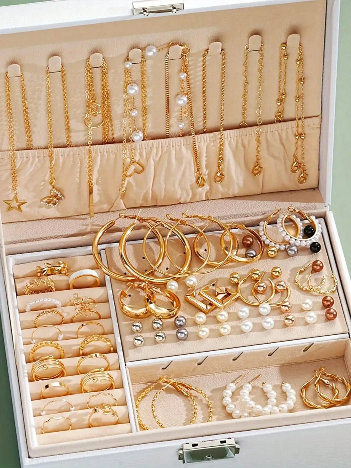 Faux Pearl Jewelry Set – Elegant Multi-Layered Necklace for Women