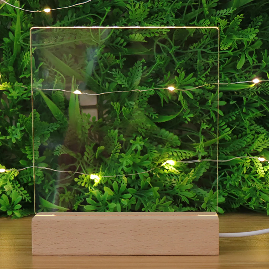 Rectangular Wooden LED Display Base – USB Light Stand for Acrylic Art Decor