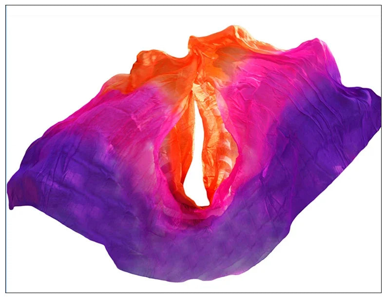 100% Silk Belly Dance Veil – Lightweight Hand Scarf for Performance Props