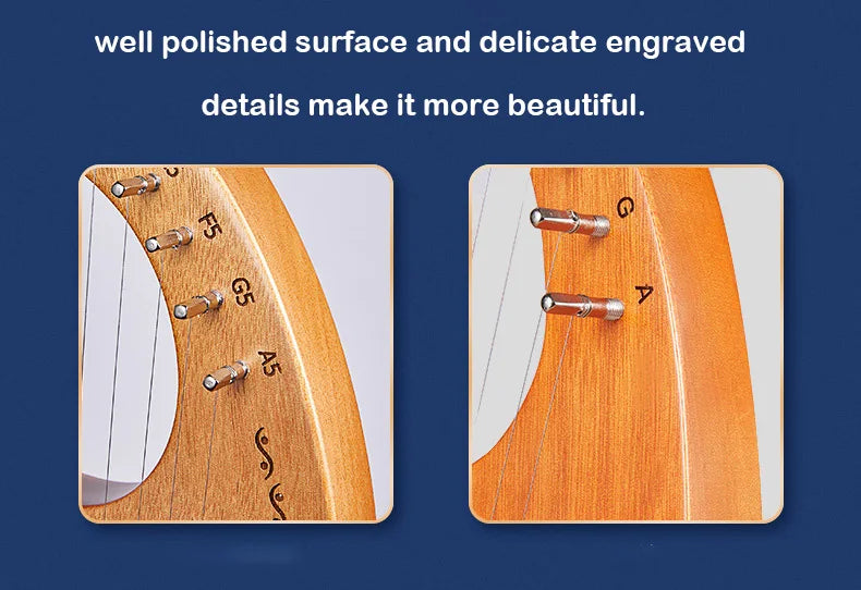 Mahogany Lyre Harp – 21 String Wooden Musical Instrument for Folk Music