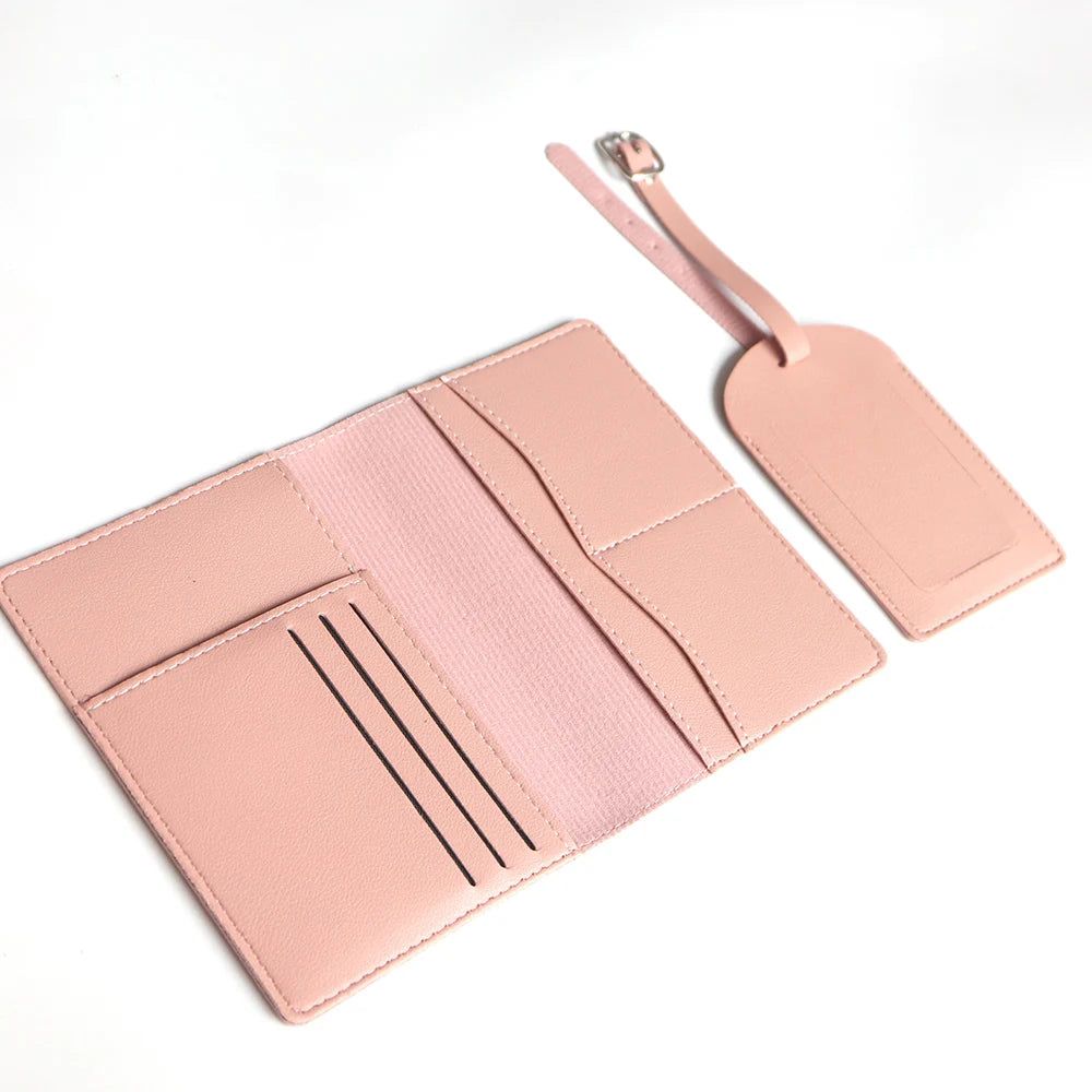 Custom Name Passport Cover Set – Personalized Leather Luggage Tag for Travel