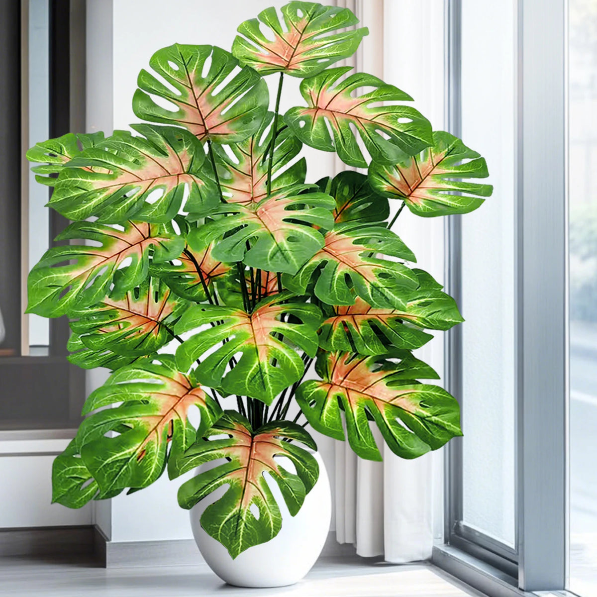 Artificial Monstera Plant – 104cm Plastic Palm Tree for Home Office Decor