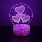 3D Heart LED Night Light – Romantic Illusion Lamp for Valentine's Day Gifts