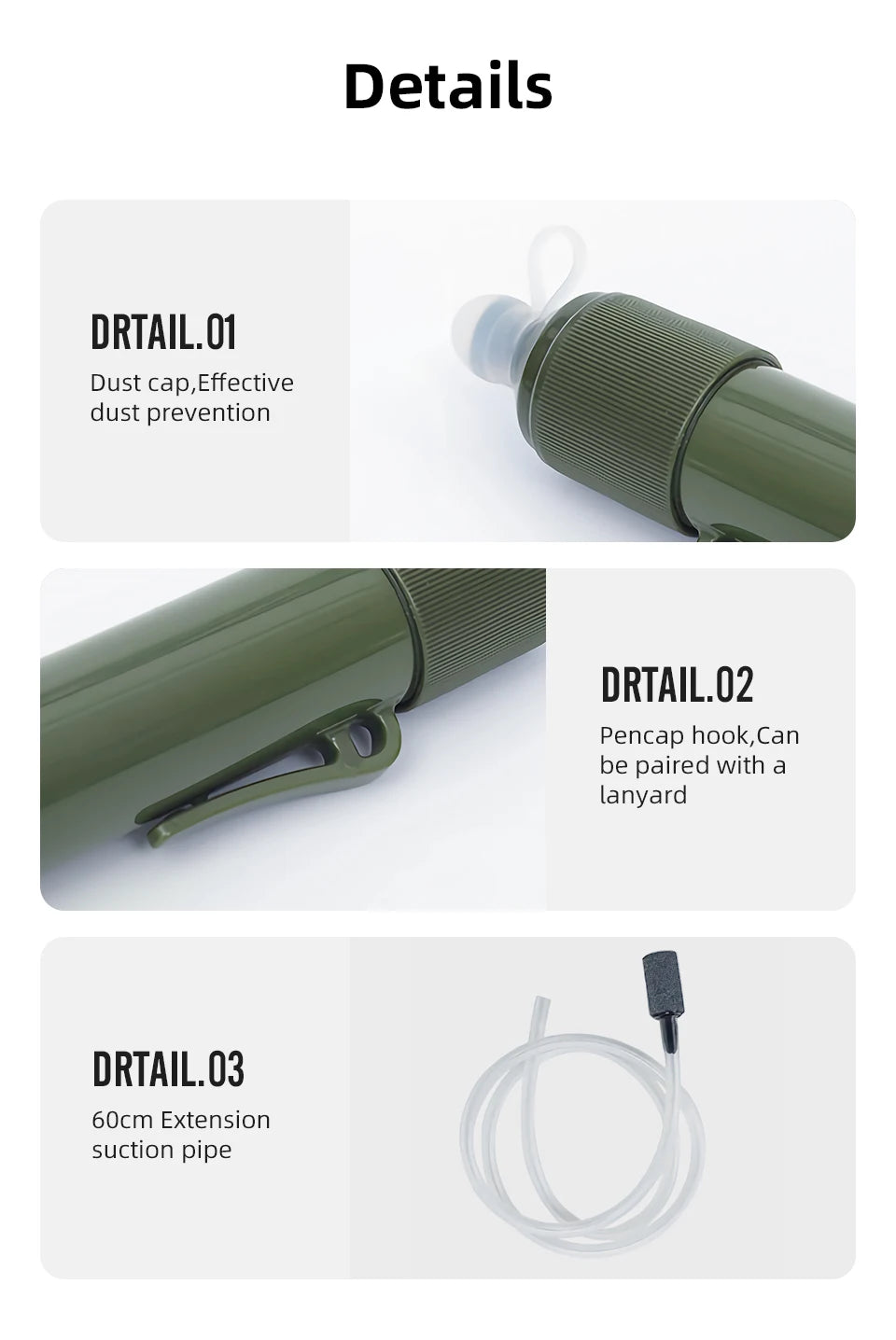 Portable Water Purification Straw – Carbon Fiber Filter for Outdoor Survival