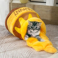 Semi-Closed Cat Bed – Soft Warm Plush Kennel for Winter Pet Comfort