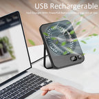 Portable Foldable Desk Fan – 5-Speed USB Rechargeable Fan for Office Home