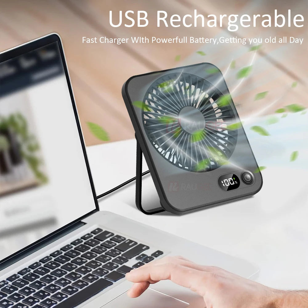 Portable Foldable Desk Fan – 5-Speed USB Rechargeable Fan for Office Home