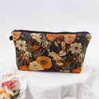Floral Zipper Makeup Bag – Portable Travel Cosmetic Organizer for Women