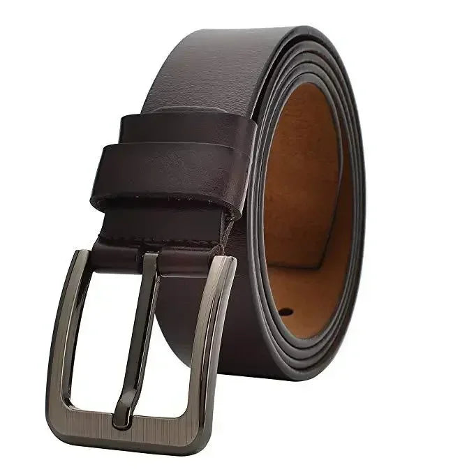 Genuine Leather Mens Belt – Adjustable Luxury Cowskin Strap for Jeans