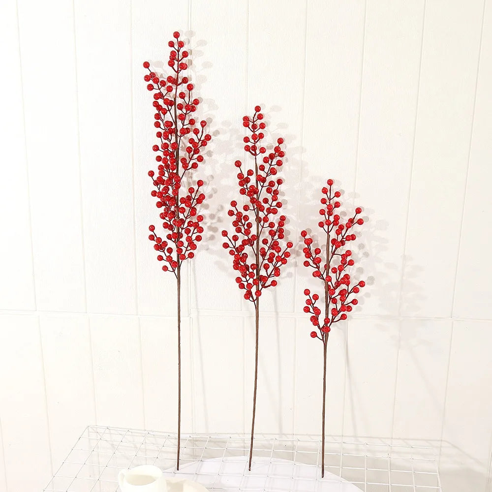 Artificial Gold Berry Bouquet – Floral Branch for Christmas Tree Decoration