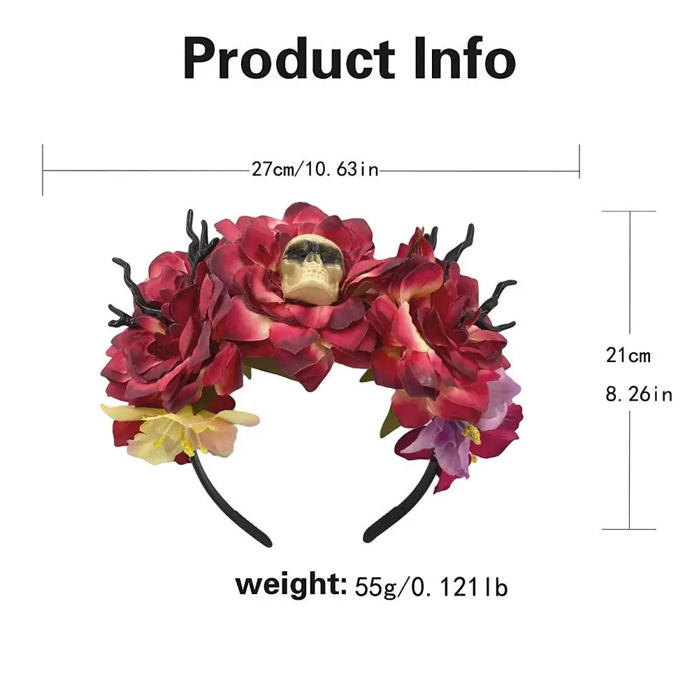 Mexican Rose Flower Crown – Boho Floral Headpiece for Halloween Party Wedding