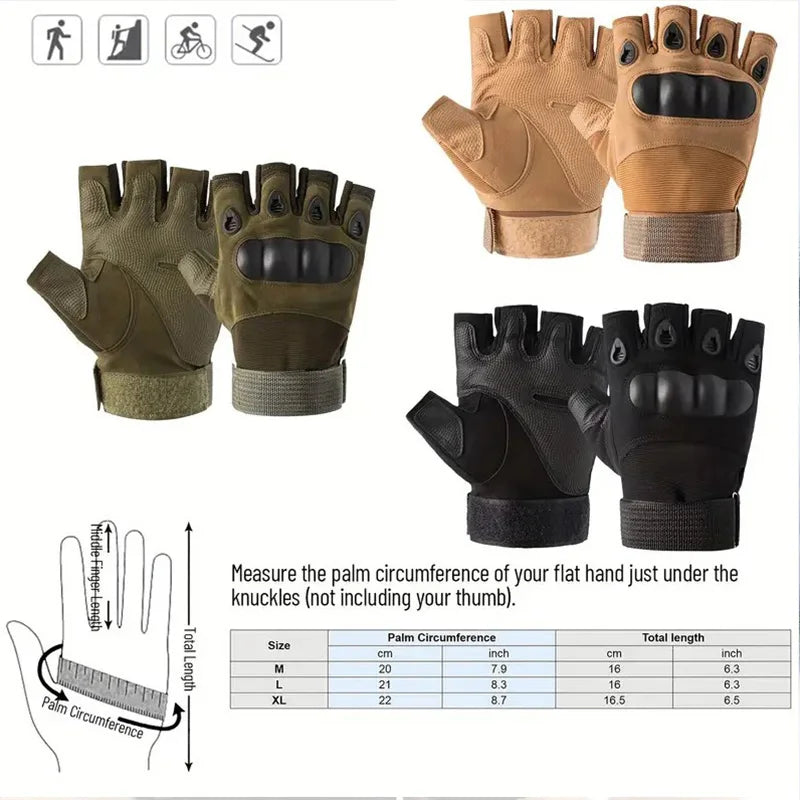Tactical Fingerless Gloves – Hard Shell Knuckle Protection for Outdoor Sports